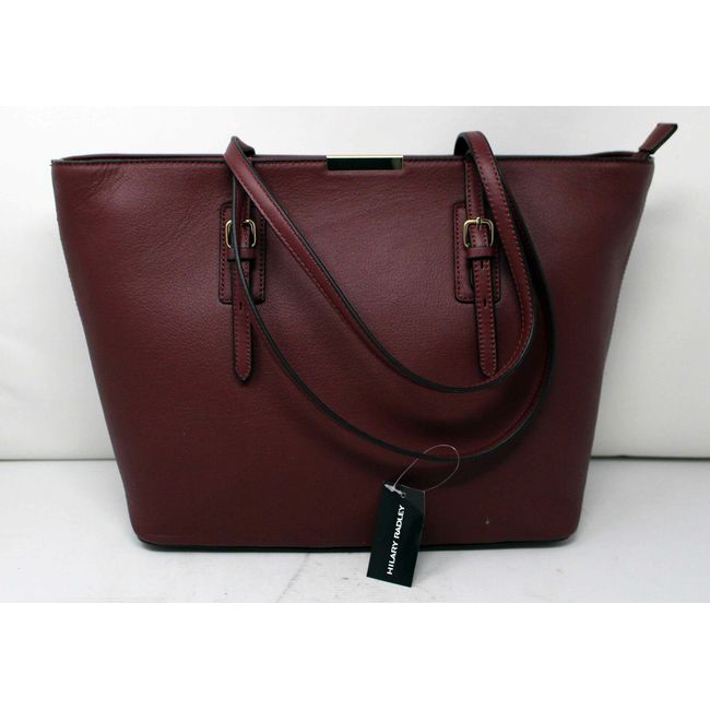 Hilary Radley Leather Jane Tote Bordeaux with 1 Removable Pouch