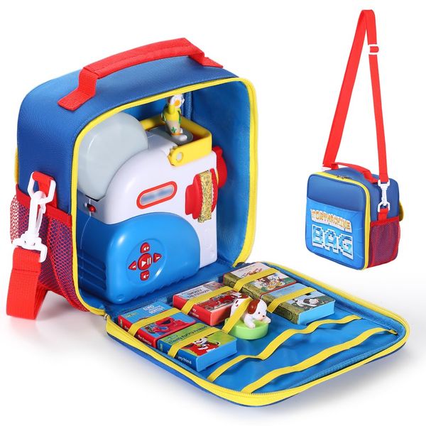 Portable Bag Carrying Case Compatible with Little Tikes Story Dream Machine Books Starter Set and Character (Blue)