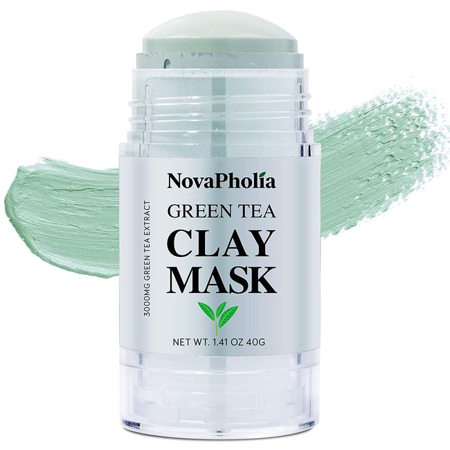 Green Mask Stick, Green Tea Mask Stick, Purifying Clay Stick Mask, Face Moisturizer, Oil Control, Deep Clean Pore, for All Skin Types Men and Women