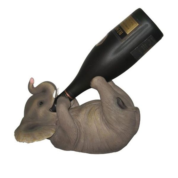 DWK "Playful Elephant Decorative Table Top Wine Bottle Holder | Home Bar Deco...