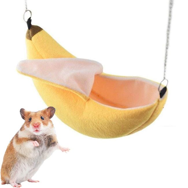 iSmarten Banana Hamster Bed House Hammock Small Animal Warm Bed House Cage Nest Hamster Accessories for Sugar Glider Hamster Small Bird Pet