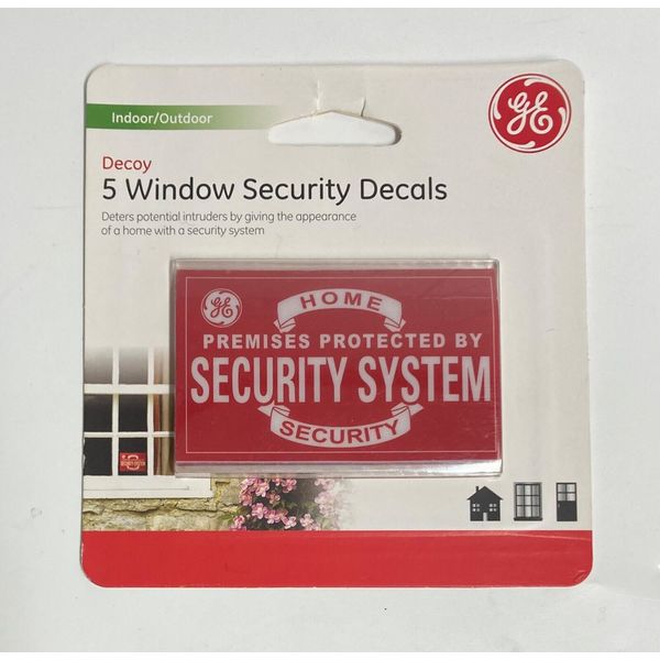 36020 GE 1.8" x 3" Indoor/Outdoor Decoy 5 Window Home Security Sign / Decals