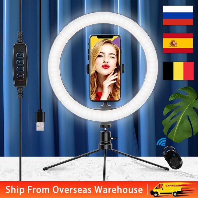 LED Selfie Ring Light with Tripod Stand&Cell Phone Holder For Makeup Live  Stream