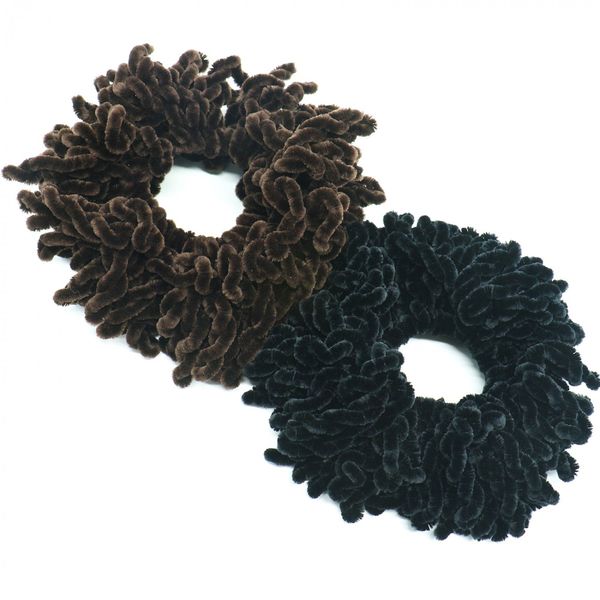 OrangeTag 2Pack Volumising Scrunchie Big Hair Tie Ring Hijab Volumizer Khaleeji Headwear,Dark Coffer & Black