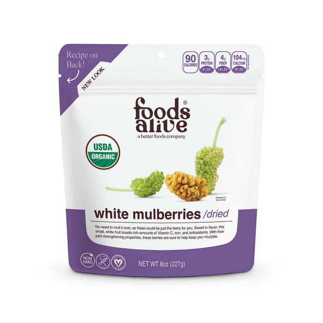 Foods Alive | Organic Dried White Mulberries | 8 oz