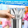 Reluen Stainless Steel Utensils Holder - Organizer Countertop Holder Cooking Container 3-3/4" Metal Kitchen Utensil Organizer Cutlery Holder for Countertop