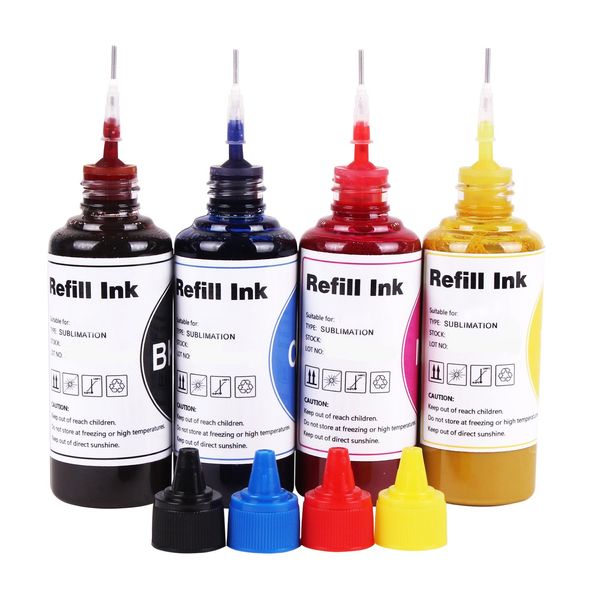 Sublimation Ink Bottle Inkjet Printers Refillable Ink Cartridge CISS for T802 T802XL T812 Workforce WF-4720 WF-4730 WF-4734 WF-4740 WF-7310 EC-4020 EC-4030 EC-4040 Heat Press Transfer on Mugs, T-Shirt