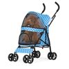 4 Wheels Foldable Pet Stroller Breathable Dog Stroller w/Storage Basket&Skylight