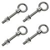 3/8" x  4" Stainless Steel Type 316 Shoulder Eye Bolt – 4 Pack