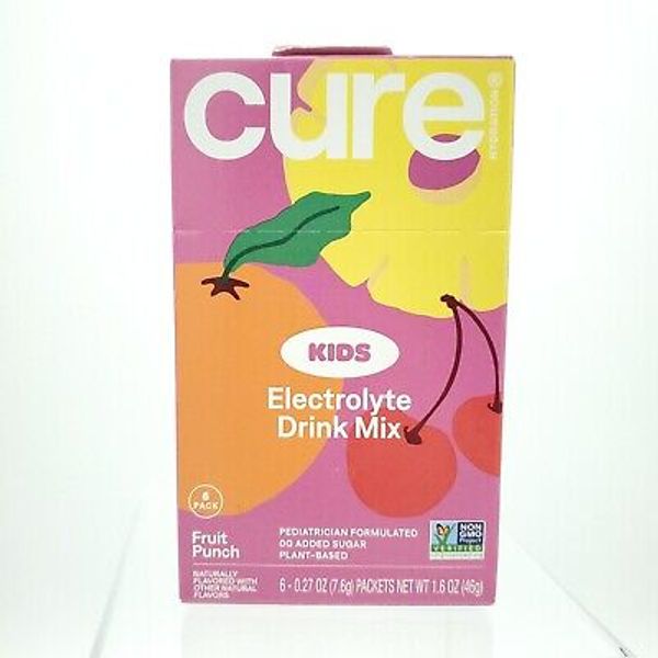 Cure Hydration Kids Electrolyte Drink Mix Fruit Punch Flavor 6 count NEW SEALED