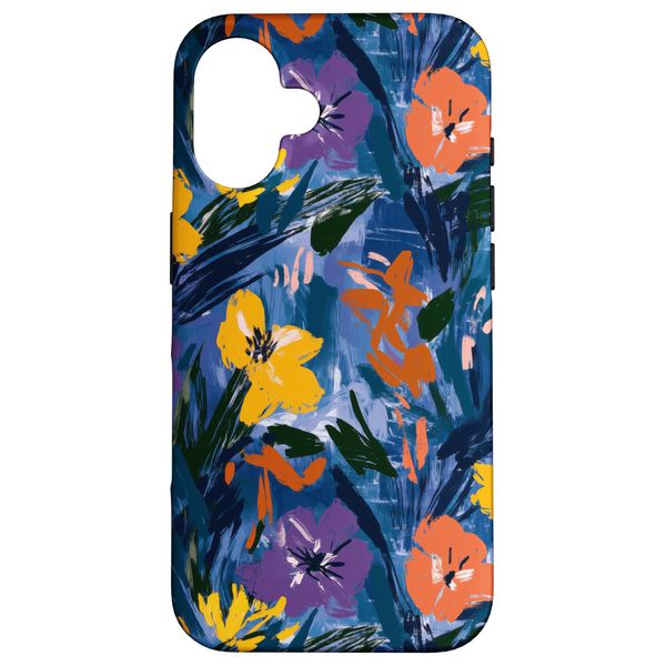Abstract Floral Design, Modern Flower Pattern, Colorful Case for iPhone 16