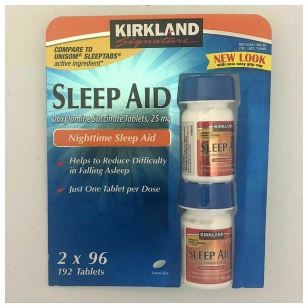 2 Pack Sleep Aid Kirkland Signature Doxylamine Succinate 25 Mg 192 Tablets