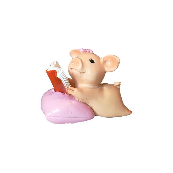 Gemmia Book Lover Reading Statue- Love Study Pig Lady