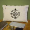 'Travel Compass' Canvas Clutch Bag/Accessory Case (CL00044087)