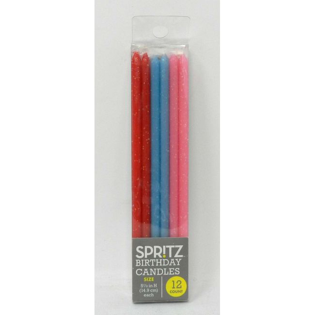 Spritz Metallic Multicolor Birthday Candles 12 Count