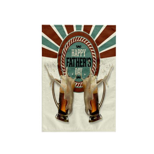 3dRose 15x22 Hand Towel - Fathers Day Brown Green and Cream Foaming Beer Mugs in a Toast for Him