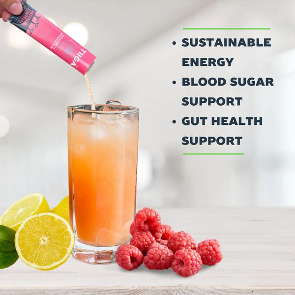 TIIGA Hydration Energy Drink Electrolytes Gut Health RASPBERRY LEMONADE 6pk