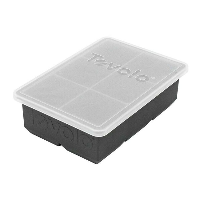 Tovolo King Cube Ice Tray with Lid BPA Free Silicone Dishwasher Safe Charcoal