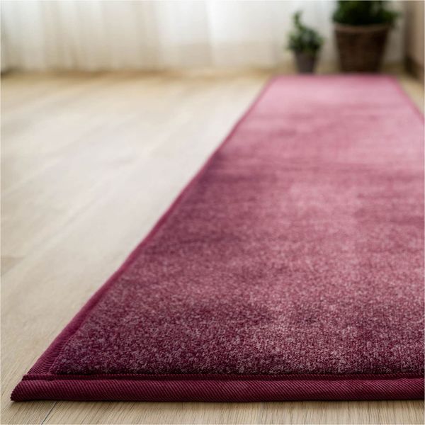 Sayansayan Discharge Cure Kitchen Mat, Long, Anti-Slip, 18.7 x 9.4 inches (45 x 240 cm), Wine Red