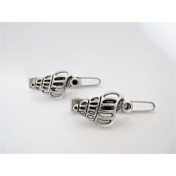 Generic 2 extra tiny small silver seashell metal barrette hair clip for fine thin hair