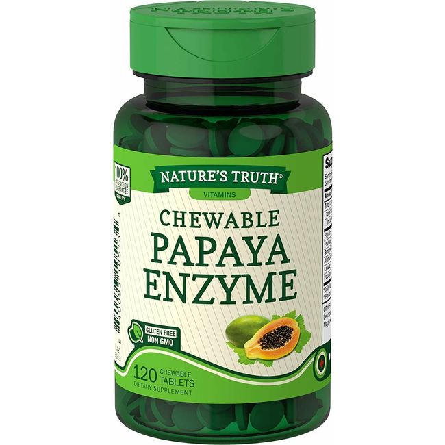 Nature's Truth Vitamins Chewable Tablets Papaya Enzyme Gluten Free NON-GMO 120Ct