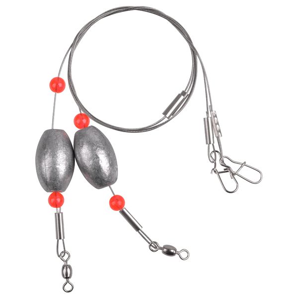 Fishing Egg Sinker Weight Rigs 4pcs Ready Rigs with Sinker Fishing Swivel and Snap Connector Stainless Steel Fishing Leader Wire for Trout Flounder and Bottom Fish