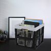 Hynomiky 18 Quart Collapsible Milk Crate, 3 Pack Plastic Stackable Storage Crate, Square Folding Baskets, Black