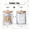 INCETUE 3PCS Cotton Pad Holder with Bamboo Lid for Bathroom Storage, Acrylic Cotton Swab Dispenser, Clear Round Cotton Wool Bud Jar for Vanity, Small Qtip Container, Makeup Organiser Set