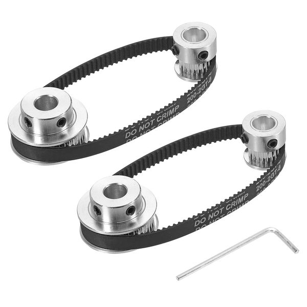 uxcell Timing Pulley 20 & 40 Teeth 8mm Bore Synchro Wheel with Belt and Wrench for 3D Printers, CNC Machines