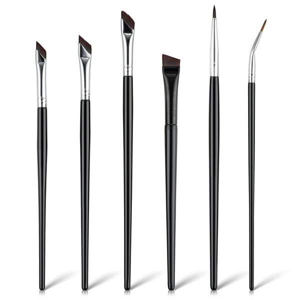 TIESOME 6Pcs abgewinkelt Eyeliner Pinsel Set, Ultra dünn Präzision Lidschatten Make-up Pinsel Set abgewinkelt Braue Pinsel Make-up-Tools für Lidschatten Augenbraue Kosmetik