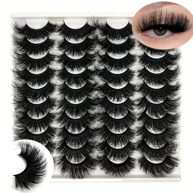 IFSOWDRA Mink Lashes Wispy 20mm 3D Volume Full Dramatic Lashes Mink D Curl Strip Lashes That Look Like Extensions Long Eye Lashes Pack 25 mm Cat Eye False Eyelashes Natural Look