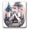 3dRose Tent Camping Scene Illustration - Light Switch Covers (lsp-383601-2)