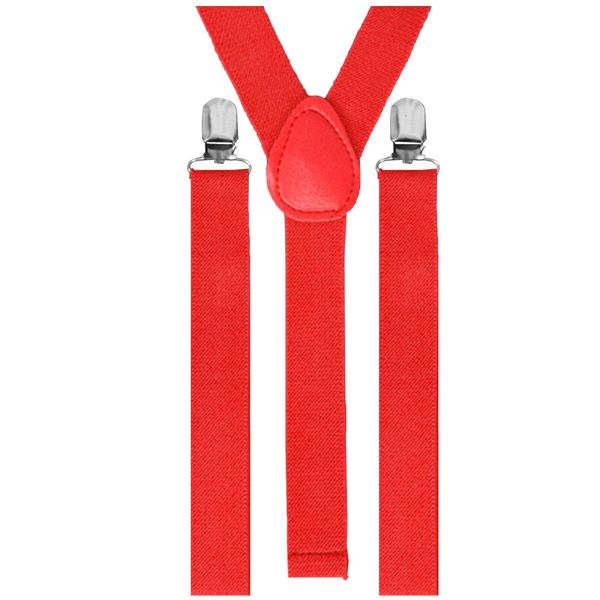 Coloured Adults Adjustable Braces Red - One Size