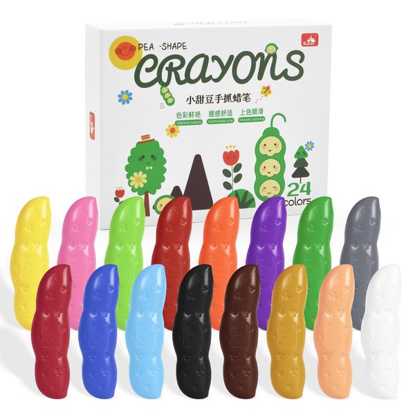 KÜELOX Crayons for Kids, 16 Colors Pea Toddler Crayons, Non Toxic Washable Baby Caryons Unbreakable Art Supplies for Ages 1-3, 2-4 Year Old