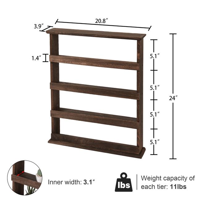 Wooden spice rack: wall mount/countertop spice organizer