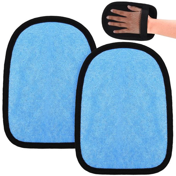 2 Pieces Sand Off Mitt Beach Sand Mitt Beach Sand Cleaner Mitt Wipe Sand Mitt for Beach Volleyball Sandboxes Beach Events Water Activities Sand Occasion (Blue)