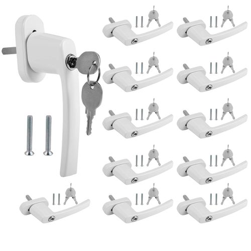 Fiqops Window Handle Aluminium Lockable Pack of 12 White Child Lock with Pin Length 35 mm Lockable when Tilted and Closed