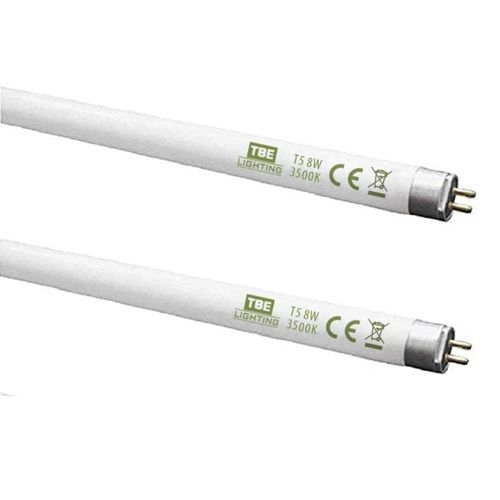 TBE LIGHTING 8w / 12 inch Soft White 3500K Tubes - F8T5/D Fluorescent Tube Lamps 288mm / 12''- CFL Bulbs - G5 2-Pin Base Fittings - T5 High Efficiency Lamps (2-Pack)