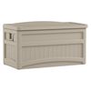 Suncast DB7500 73 Gallon Waterproof Outdoor Storage Container for Patio Furniture, Pools Toys, Yard Tools-Stor Deck Box, With Wheels, 73 Gal, Light Taupe
