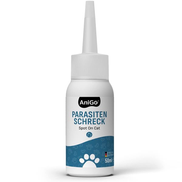 AniGo Parasitenschreck Spot On für Katzen 50ml – Flohmittel & Zeckenmittel für Katzen, Effektiv gegen Ektoparasiten Floh und Zeckenmittel, Lösung zum Auftropfen, Floh- & Zeckenschutz