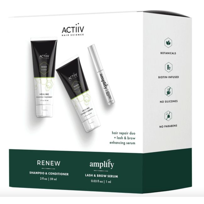 Actiiv Renew Amplify Hair Shampoo Treatment & Conditioner Lash & Brow Trio-Fast