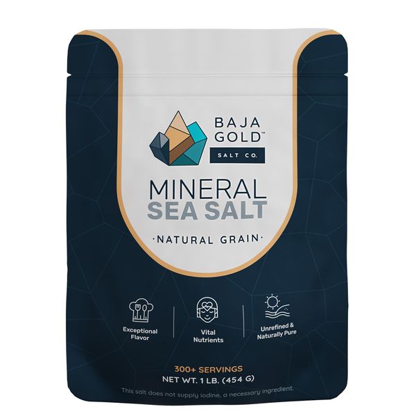 Baja Gold Mineral Sea Salt, Natural Grain Crystals, 1 Lb. Bag