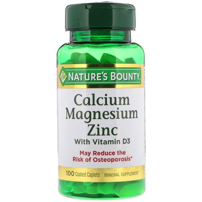 Nature's Bounty, (3 Pack) Calcium Magnesium Zinc with Vitamin D3, 100 Coated