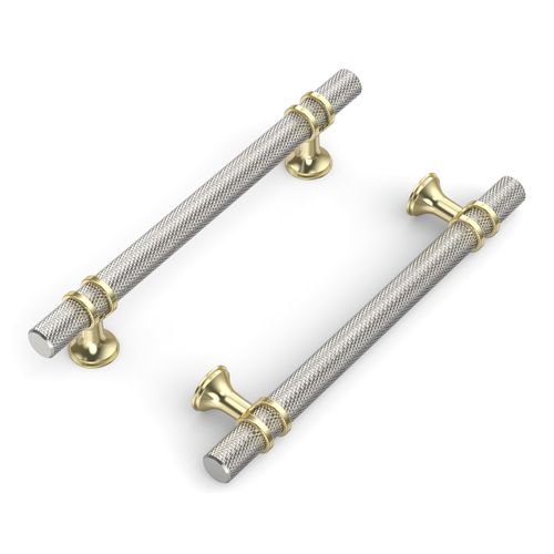 Coinkoly 10 Pack Gold and Brushed Nickel Cabinet Pulls 5"(128mm) Hole Centers Hardware for Cabinets,Kitchen Cabinet Handles,Arch Cabinet Handles for Bathroom Dresser Drawer Handles