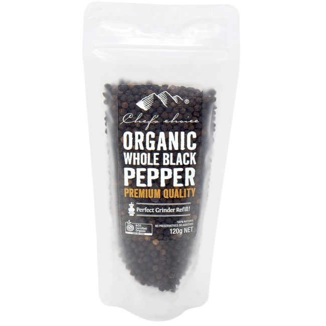 Chef's Choice Organic Black Pepper Hole 4.2 oz (120 g), Premium Quality, Organic JAS ACO USDA BRC Certified (1 Bag)