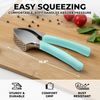 Garlic Press with Ergonomic Handle, Easy Clean Peeler & Brush Set - Blue