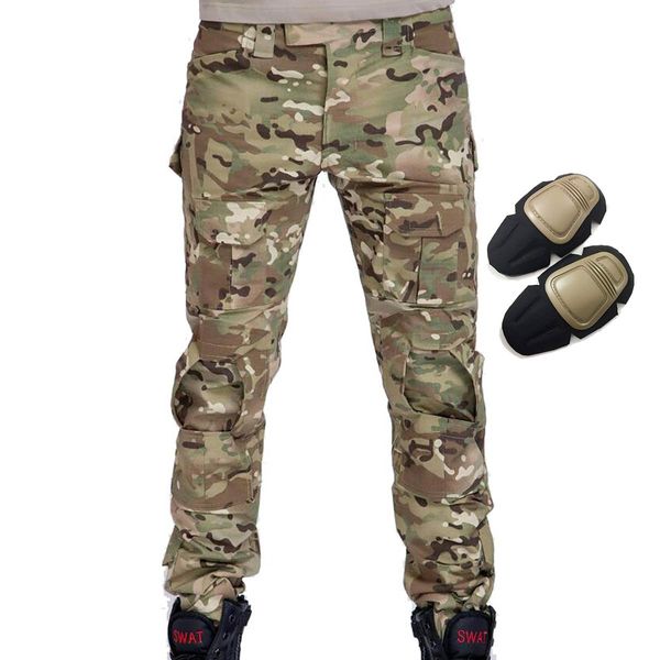 H World Shopping Military Army Tactical Airsoft Paintball Shooting Pants Combat Men Pants with Knee Pads Multicam (XL)