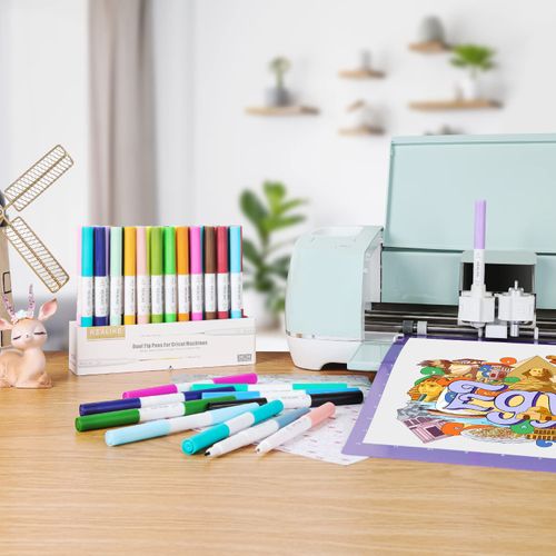 REALIKE Drawing Pens for Cricut Maker 3/Maker/Explore 3/Air 2/Air Dual Tip Pen Writing Drawing Compatible with Circuit Explore Machines 0.4 Tip and 1.0 Tip