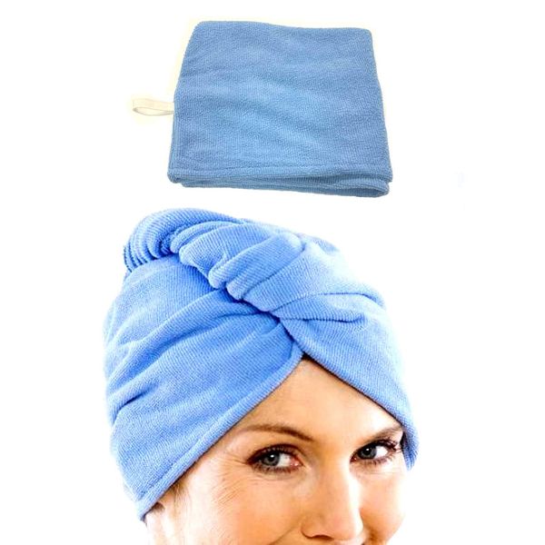 Kopfhandtuch Haarturban Blau Haartrockentuch Handtuch Damen Kopftuch Haar Turban Trockenhaube Haarhandtuch