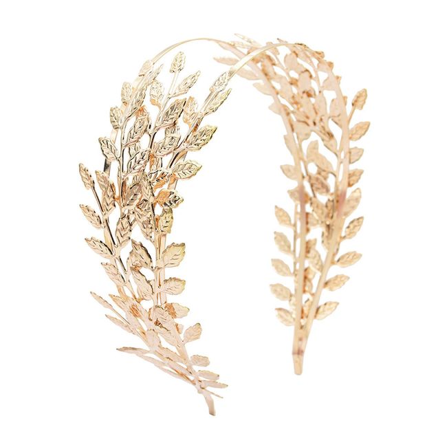 KIPETTO Greek Roman Goddess Gold Leaf Crown Bridal Wedding Headband